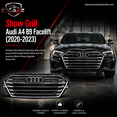 Show Gril Compatible With  Audi A4 B9 Facelift(2020-23) Shiny Black Chrome Tag 31