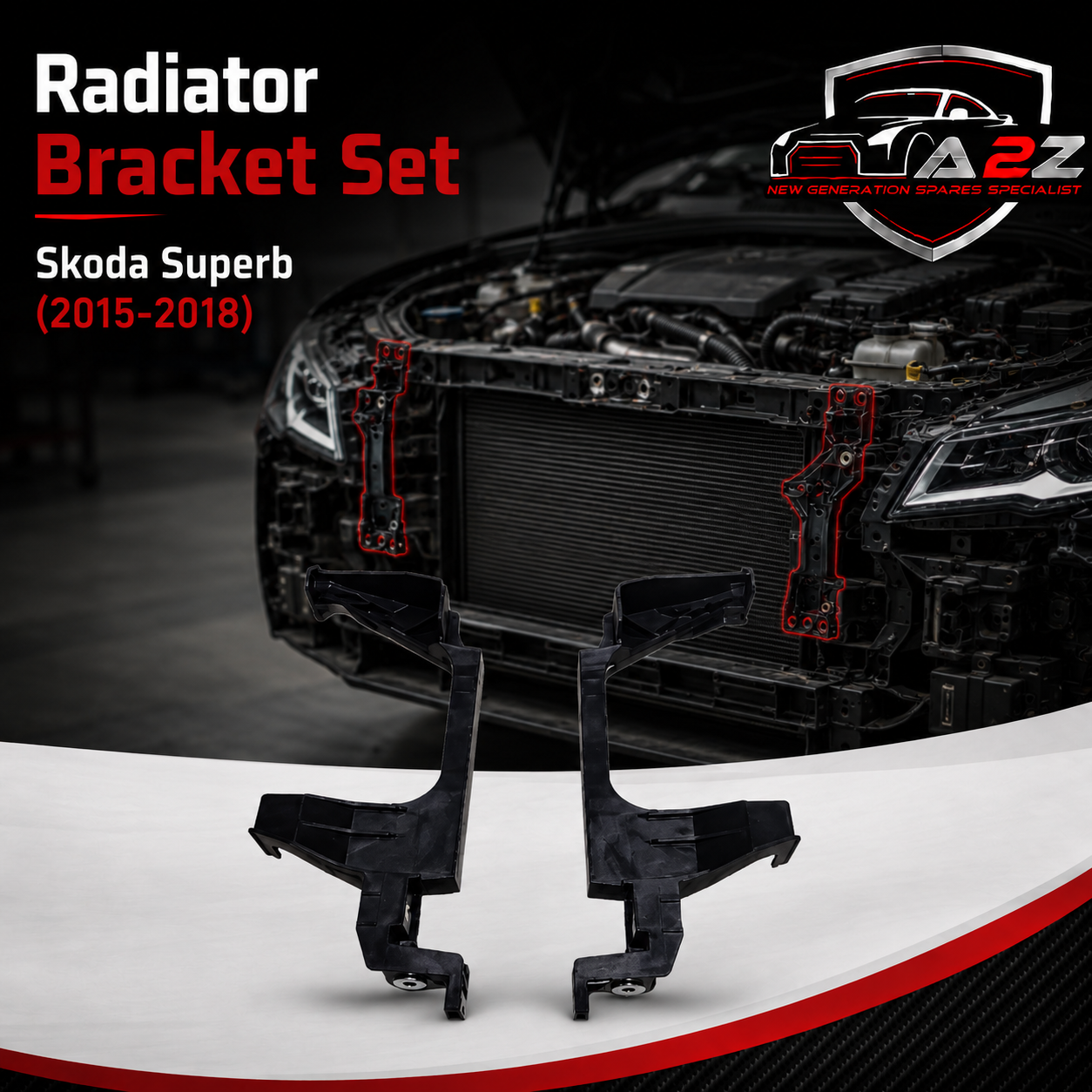 Radiator Bracket Set Left 3V0805307 & Right 3V0805308 Compatible With Skoda Superb (2015-2018) Tag No.342