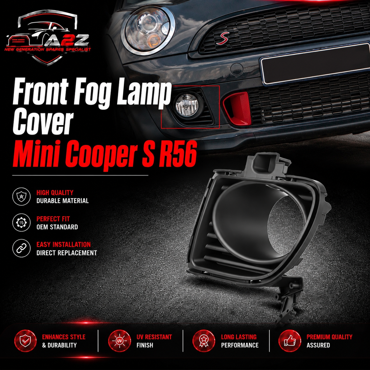 Front Fog Lamp Cover Left 51117283347 Right 51117283348 Compatible With  Mini Cooper S (R56)