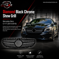Diamond Black Chrome Show Grill Compatible With Mercedes Benz  CLA  C117   (2013-2019) Tag 214