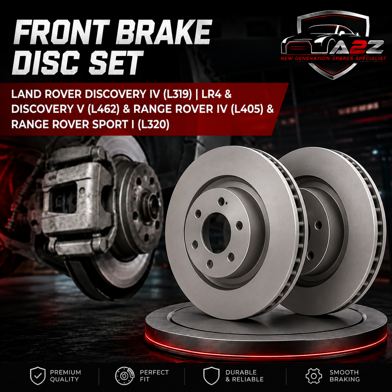 Front Brake Disc Set LR019988 LR025946 LR038934 Compatible With LAND ROVER DISCOVERY IV (L319) | LR4 & DISCOVERY V (L462) & RANGE ROVER IV (L405) & RANGE ROVER SPORT I (L320)