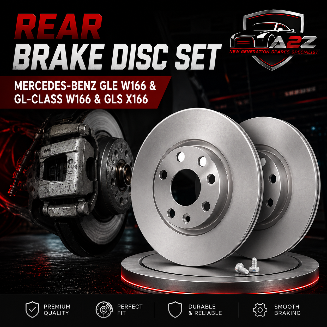Rear Brake Disc Set 1664230212 A1664230212 A1664230700 A1664230212 A1664230700 Compatible With MERCEDES-BENZ GLE W166 & GL-CLASS W166 & GLS X166 (ALBRO)