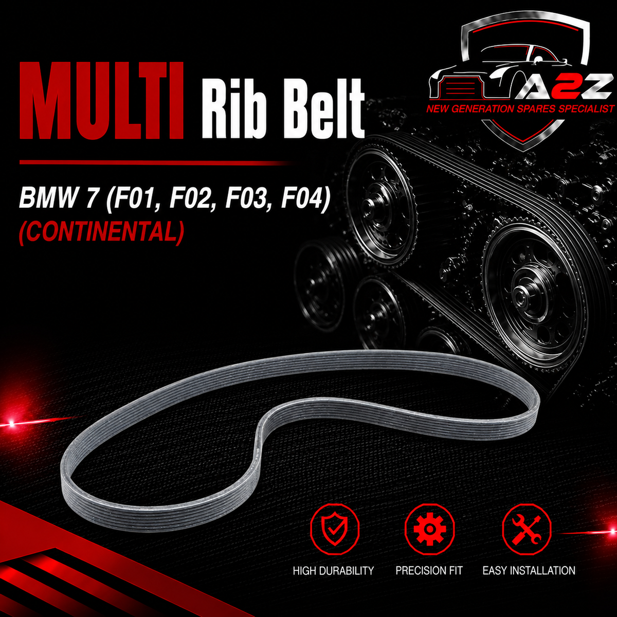 Multi Rib Belt 8DPK1833 Compatible With BMW 7 (F01, F02, F03, F04) (CONTINENTAL)