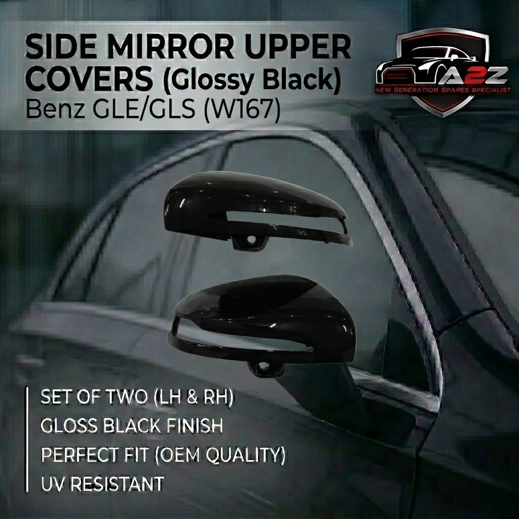Side Mirror Upper Covers Glossy Black Right & Left Compatible With Mercedes Benz GLE/GLS (W167) Tag No.104