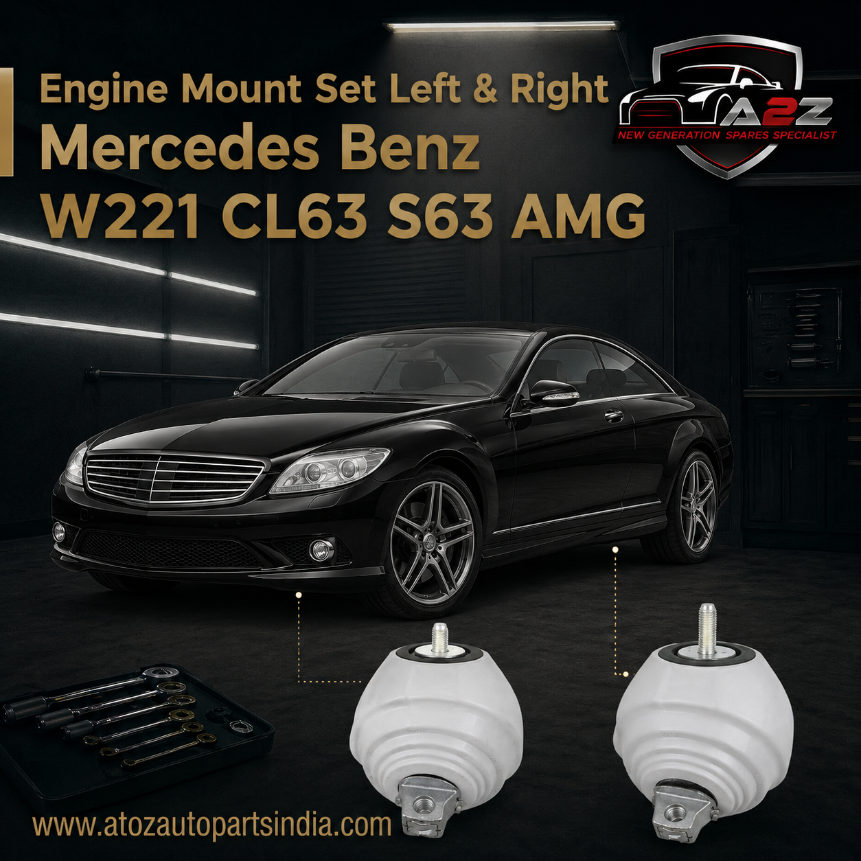 Engine Mount Set Left 2212408017 & Right 2212408117 Compatible With Mercedes Benz W221 CL63 S63 AMG