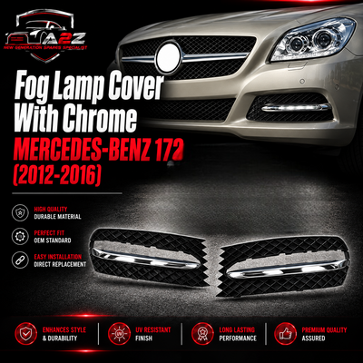 Fog Lamp Cover With Chrome Compatible With MERCEDES-BENZ 172 2012-2016  Fog Lamp Cover With Chrome Left A1728850223 & Right A1728850423 Tag-FC-321