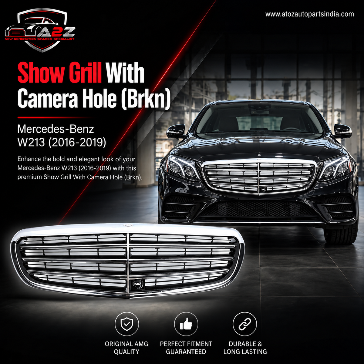Show Grill With Camera Hole (Brkn) 2138802003 Compatible With Mercedes-Benz E-CLASS W213 (2016-2019) Tag No.84