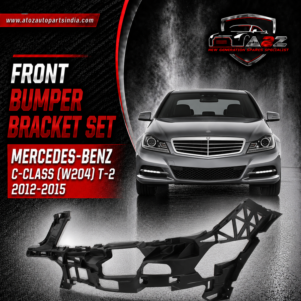 Front Bumper Bracket Left 2048854165 & Right 2048854265 Compatible With MERCEDES-BENZ C-CLASS (W204) T-2 2012-2015 Tag No.761