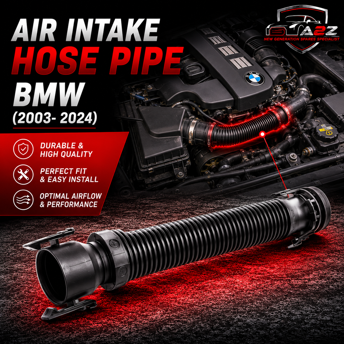 Air Intake Hose Pipe 13717810772 Compatible With BMW 5-Series (F10) & X3 (F25) & X6 (E71, E72) & X6 (F16, F86) & 7-Series (F01, F02, F03, F04) Tag No.162