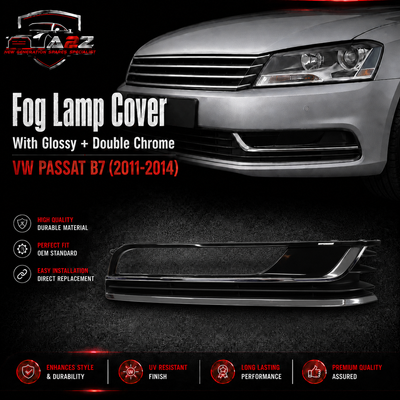 Fog Lamp Cover With Glossy + Double Chrome Left 3AA853665 & Right 3AA853665 3AE807459 Compatible With VW PASSAT B7 (2011-2014) No.140