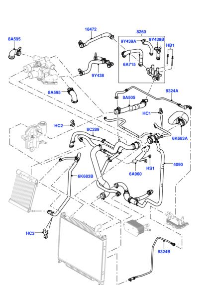 Water Hose LR008237 Compatible With RANGE ROVER SPORT I (L320)  Range Rover Vogue Tag no.806