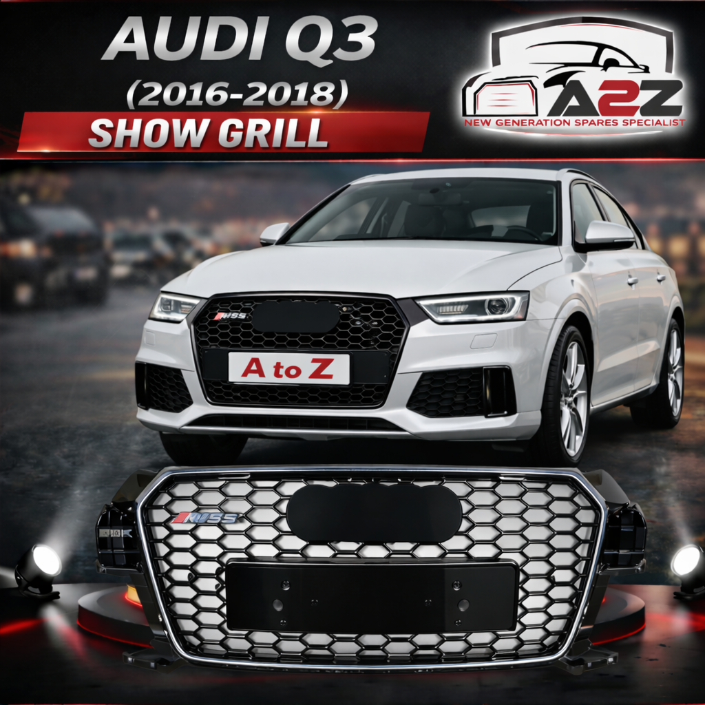 RSQ3 Full Black Honeycomb Show Grill Compatible With Audi Q3(2016-2018) Tag No.132