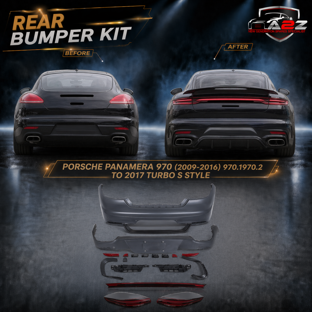 Rear Bumper Kit Compatible With Porsche Panamera 970 2009-2016 Upgrade To 2017 Turbo S Style (Shipping Cost Not Included In Price)