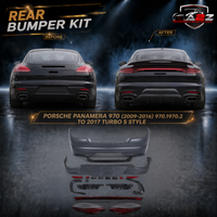 Rear Bumper Kit Compatible With Porsche Panamera 970 2009-2016 Upgrade To 2017 Turbo S Style (Shipping Cost Not Included In Price)
