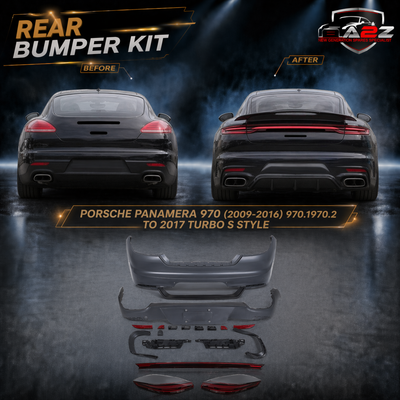 Rear Bumper Kit Compatible With Porsche Panamera 970 2009-2016 Upgrade To 2017 Turbo S Style (Shipping Cost Not Included In Price)