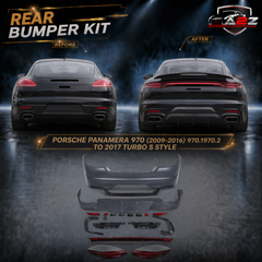 A To Z Compatible With Porsche Panamera 970 2009-2016 970.1970.2 Upgrade Facelift Convert To 2017 Turbo S Style Modified Bumper Taillight Bodykit Rear CC-9833 (Shipping Cost Not Included In Price)