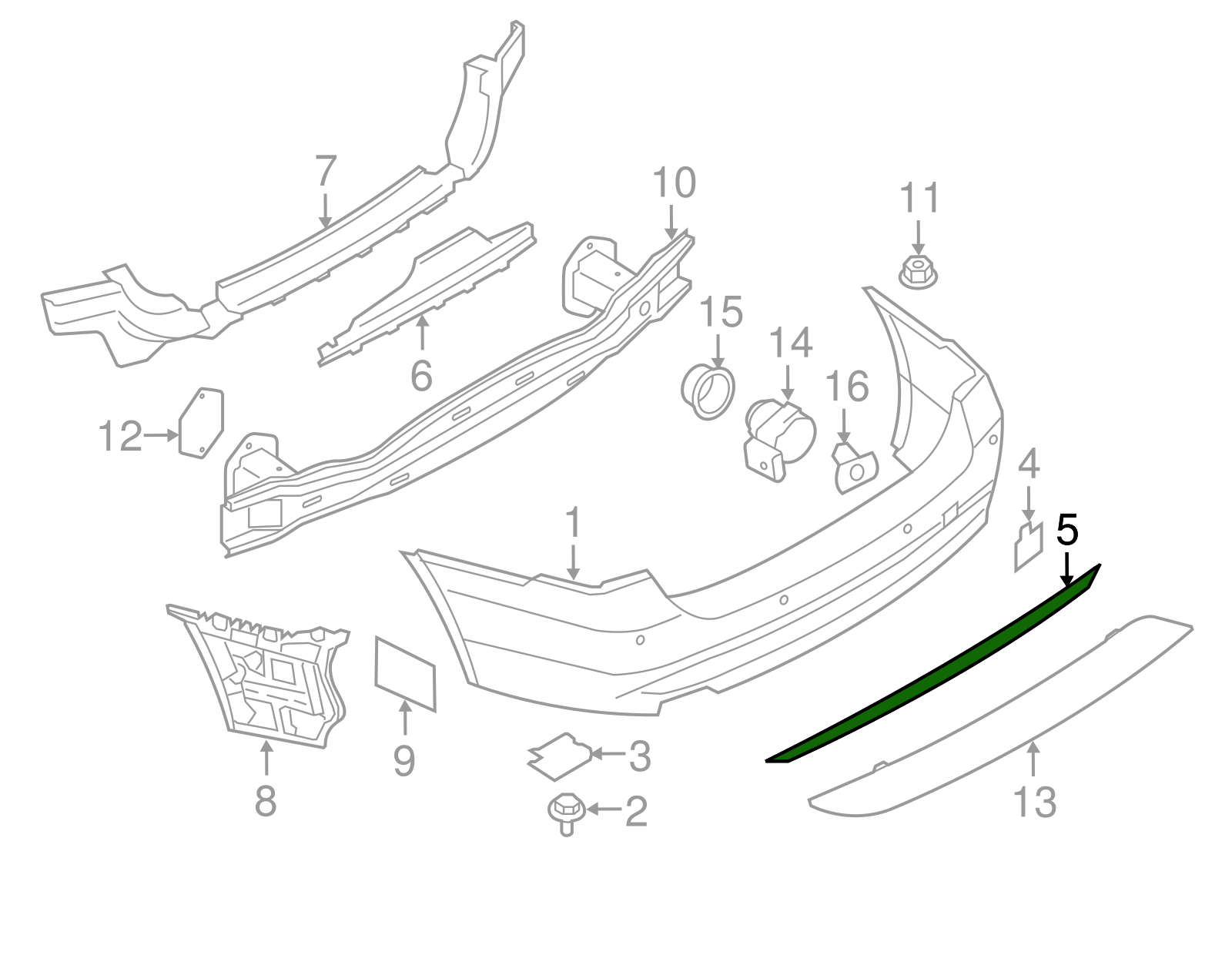 Rear Bumper Chrome 51127288233 Compatible With BMW 3 SERIES F30 Tag No.79