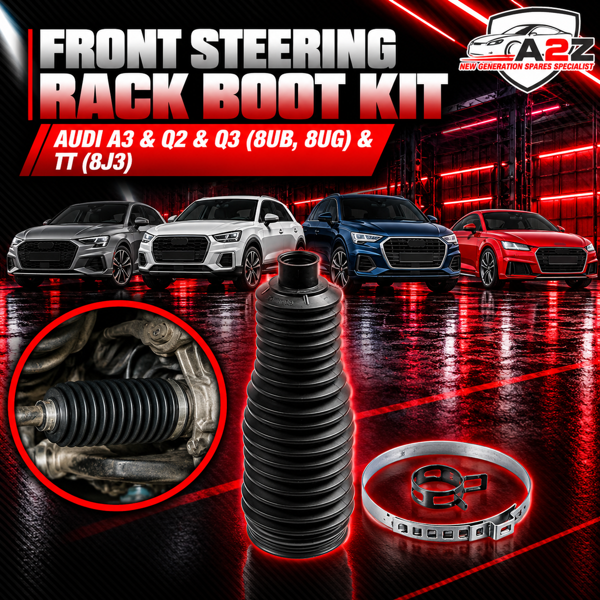 Front Steering Rack Boot Kit 1K0423831B Compatible With Audi A3 & Q2 & Q3 (8UB, 8UG) & TT (8J3)