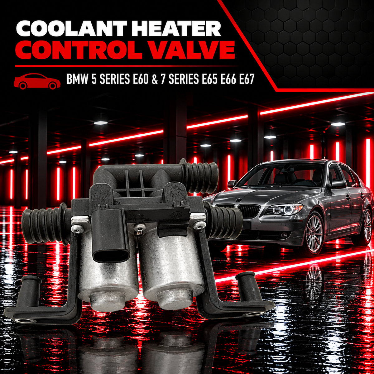 Coolant Heater Control Valve 64116906652 64110301939 Compatible With BMW 5 Series  E60 & 7 Series E65 E66 E67