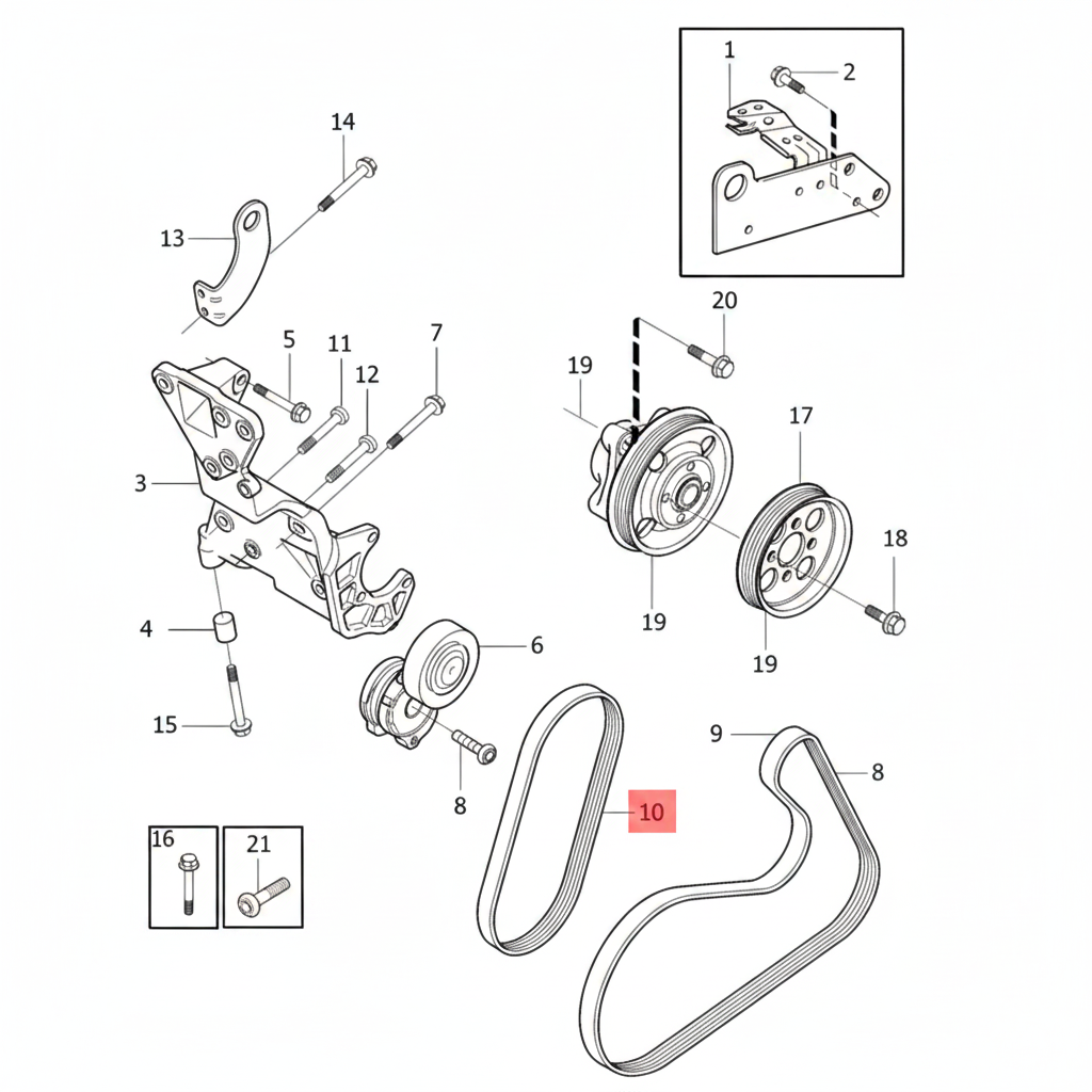 Elast Multi Rib Belt 5PK628 30757613 Compatible With VOLVO S60 II (134), XC60 I SUV (156) (CONTINENTAL)