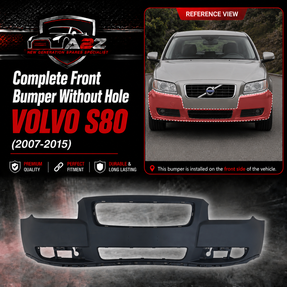 Complete Front Bumper Without Hole 39853627 Compatible With VOLVO S80 (2007-2015) Tag No.881B