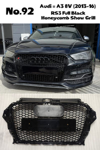 RS3 Full Black Honeycomb Show grill Compatible With Audi A3(2014-16) Tag No.92