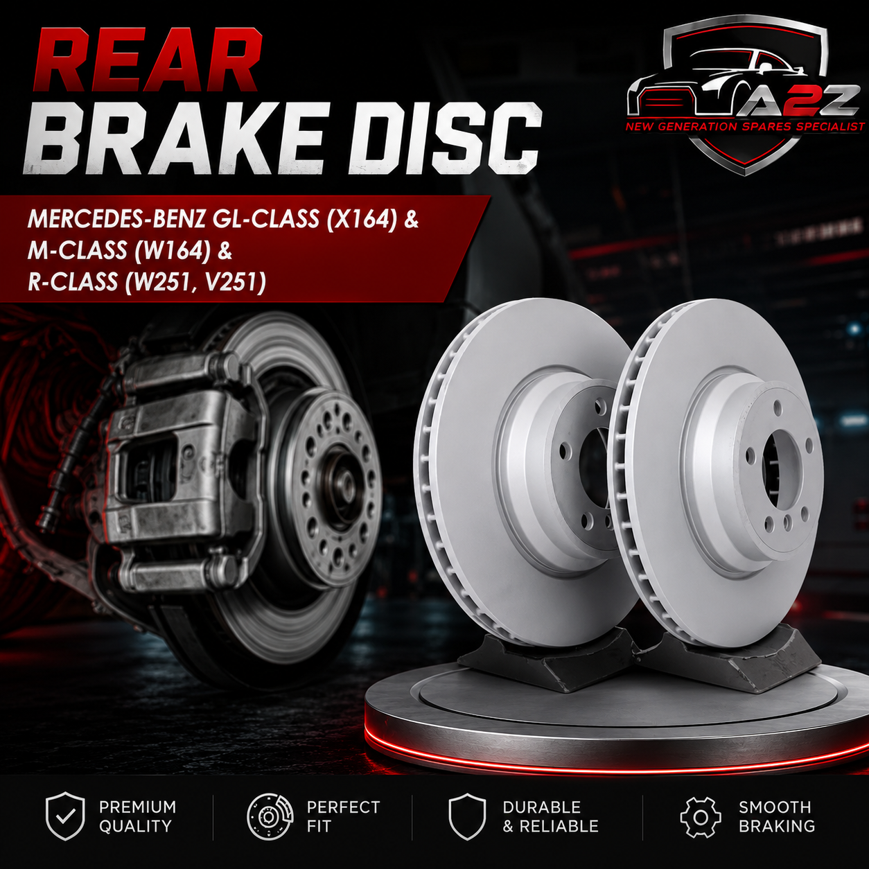 Rear Brake Disc Set 1644230612 1644231112 1644231312 Compatible With  MERCEDES-BENZ GL-CLASS (X164) & M-CLASS (W164) & R-CLASS (W251, V251)
