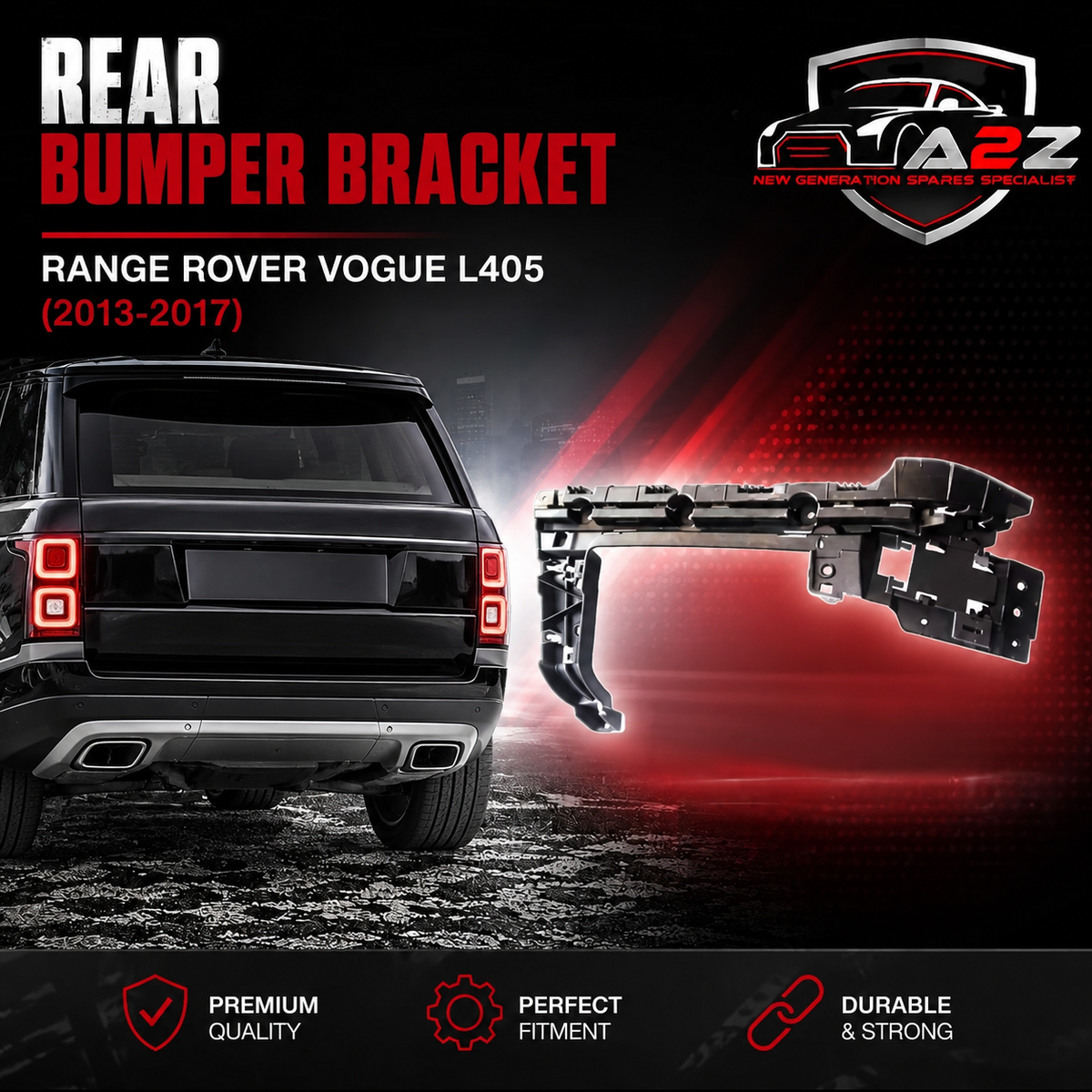 Rear Bumper Bracket Right LR037924 & Left LR037925 Compatible With Land Rover Range Rover Vogue - L405 (2013-2017) Tag No.3257