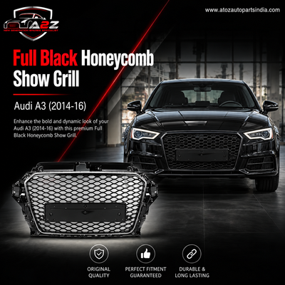 RS3 Full Black Honeycomb Show grill Compatible With Audi A3(2014-16) Tag No.92