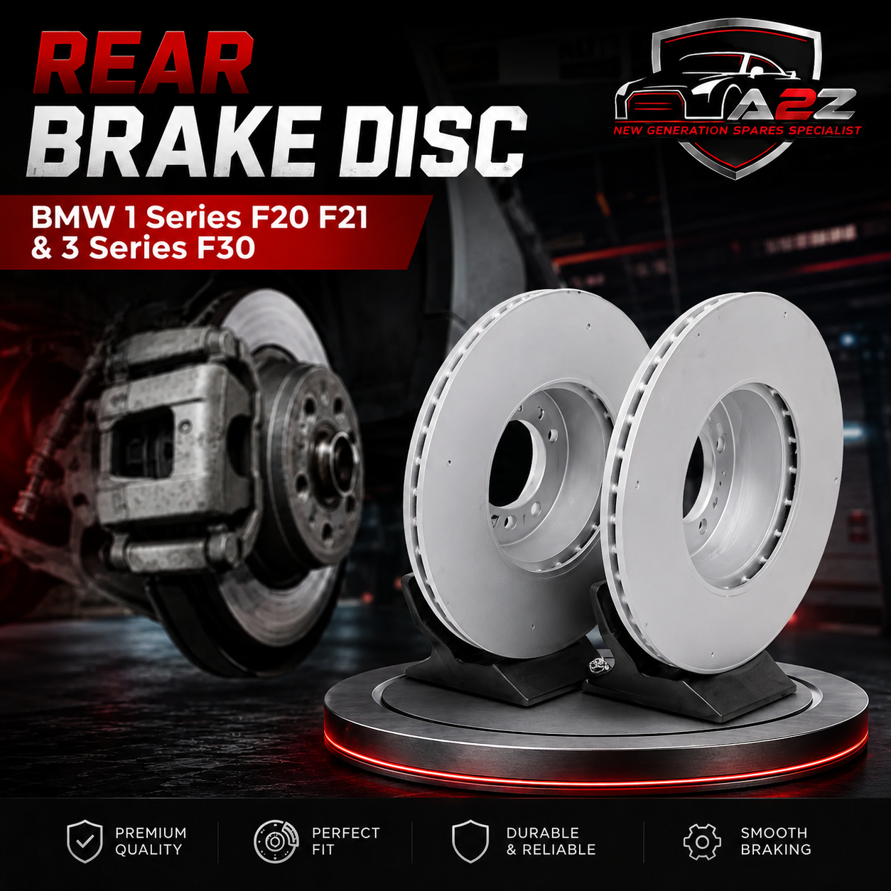 Rear Brake Disc Set 34206797605 Compatible With BMW 1 Series F20 F21 & 3 Series F30
