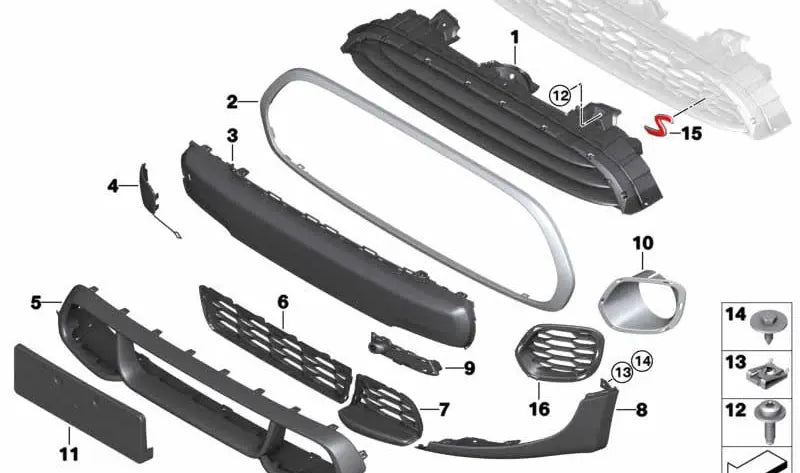 Front Bumper Grille Left 51117355239 51114824423 & Right 51117355240 51114824424Compatible With Mini Cooper (F55/F56) (2014-2018) Tag No.78