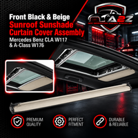 Front Black & Beige Sunroof Sunshade Curtain Cover Assembly Compatible With Mercedes Benz CLA W117 & A-Class W176