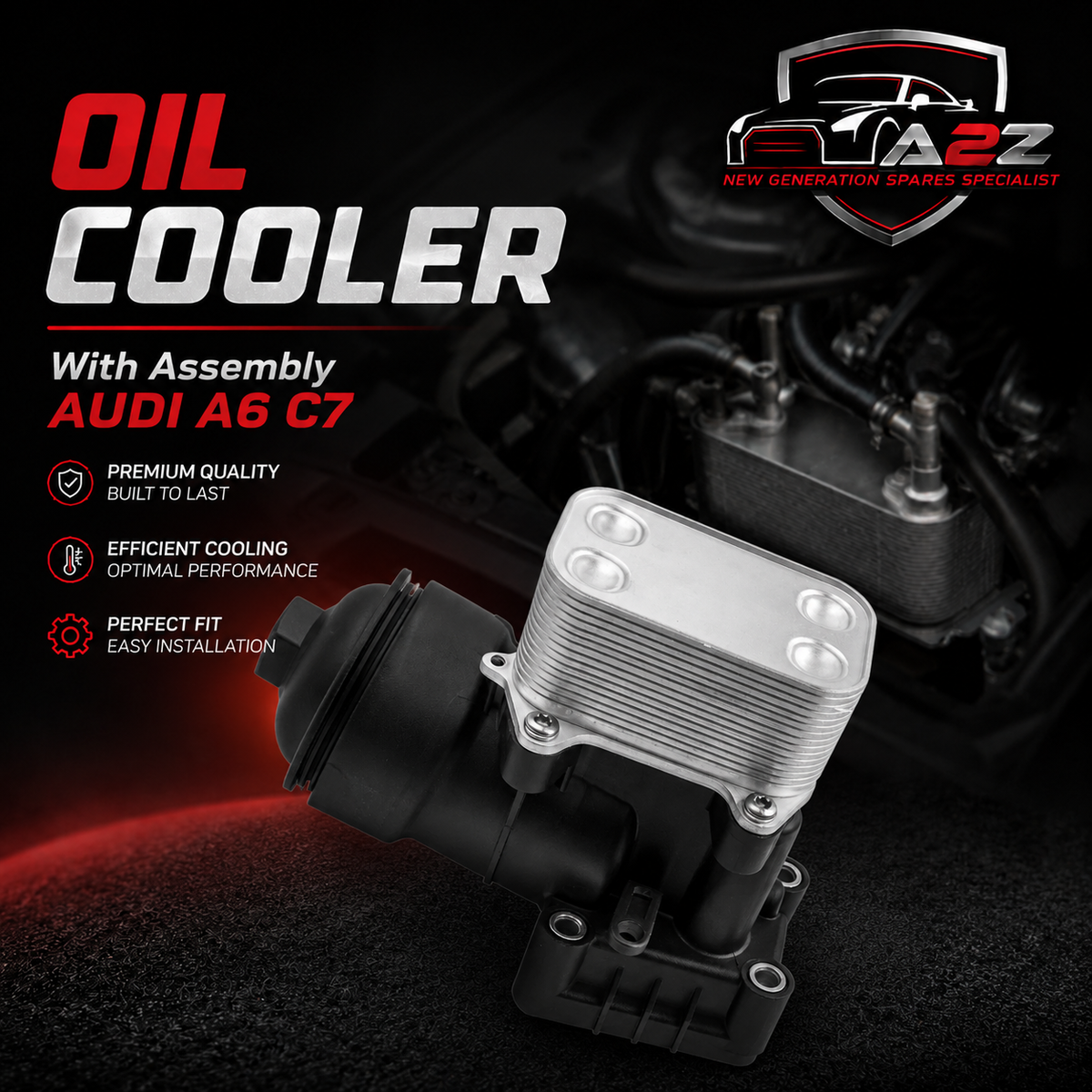 Oil Cooler With Assembly  03L117021D Compatible With AUDI A6 C7  Tag-O-16