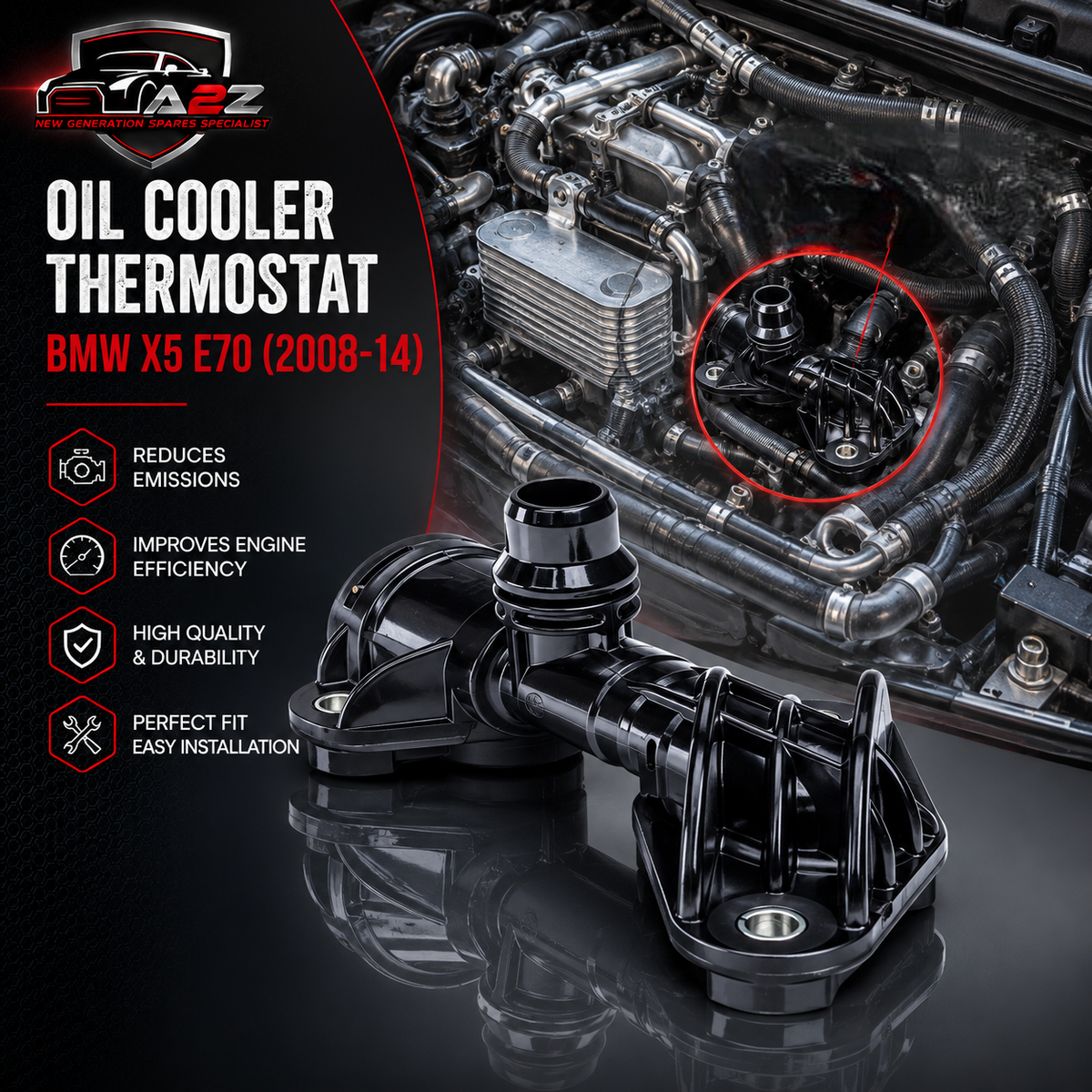 Oil Cooler Thermostat 17107558267 Compatible With BMW X5 E70 Tag-E-86