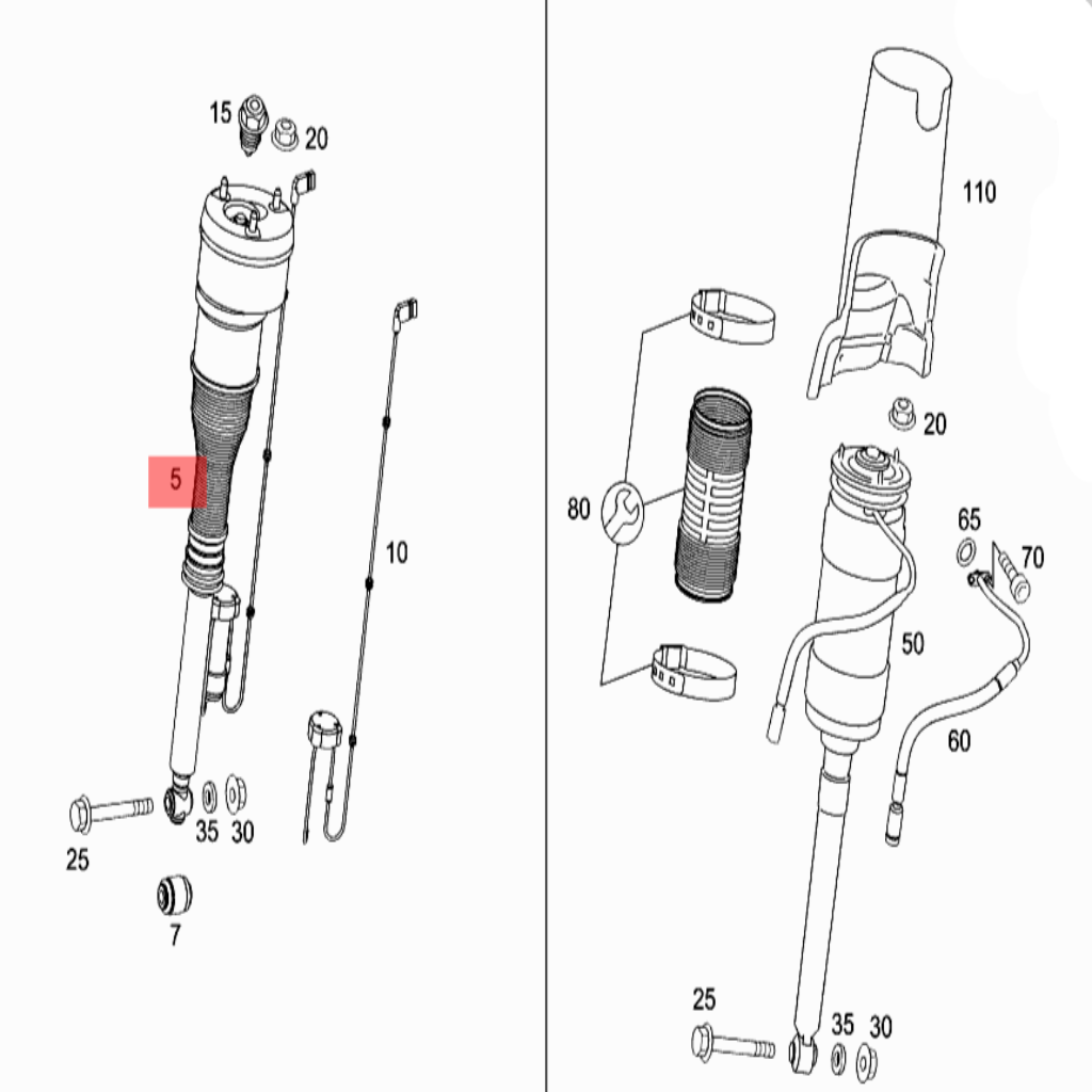 Rear Right Air Suspension Shock Absorber Strut 2213205613 2213201338 2213201438 Compatible With MERCEDES-BENZ S-CLASS (W221, V221)