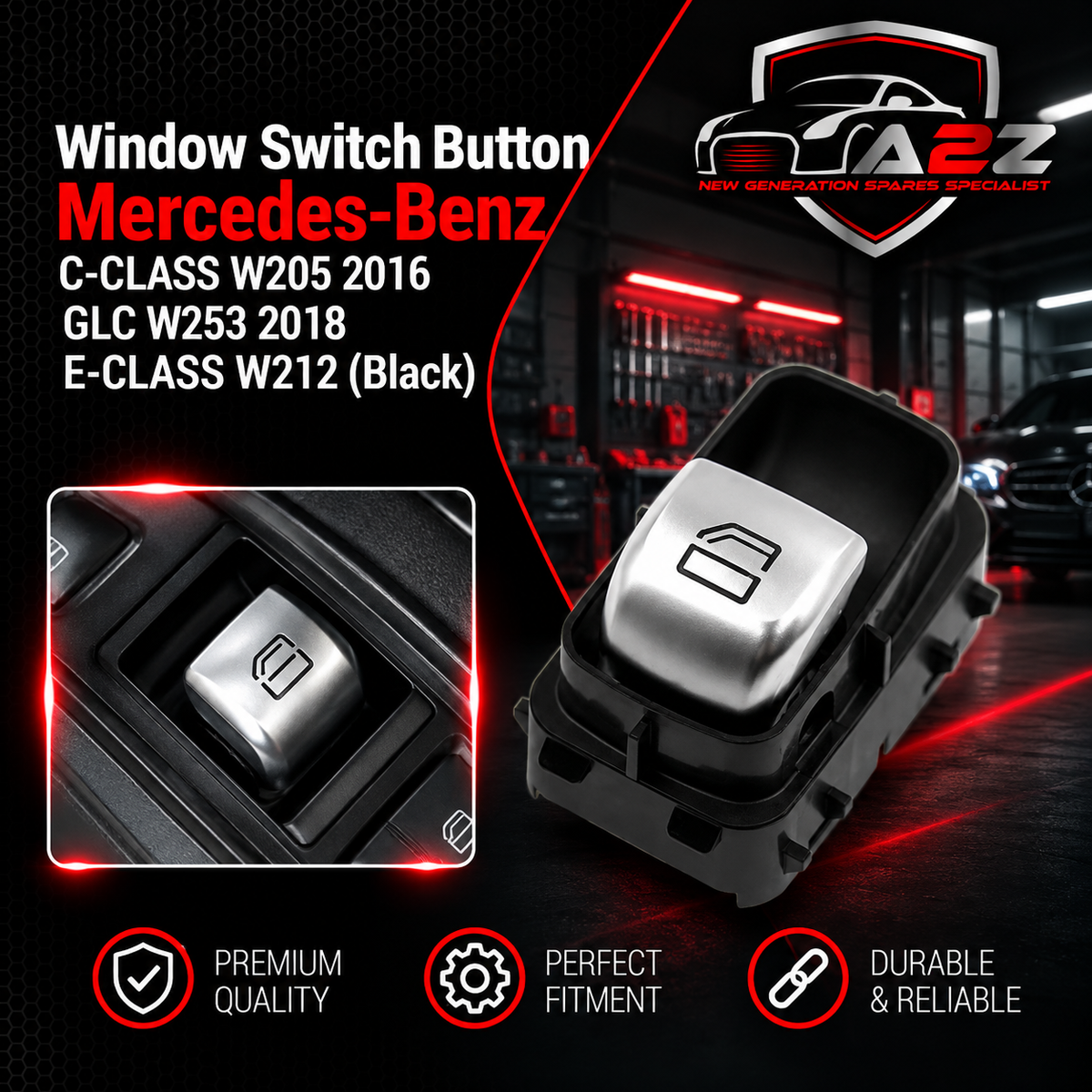 Window Switch Button 2139050309 2229051904 Compatible With Mercedes C Class Window Switch Button C Class W205 2016 Glc W253 2018 E Class W212 Black
