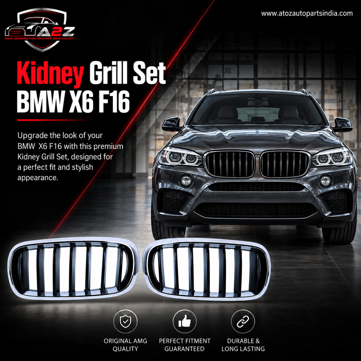 Kidney Grill Set 51137373689 L.H,&  51137373690 R.H Compatible With BMW X6 F16  Tag 71