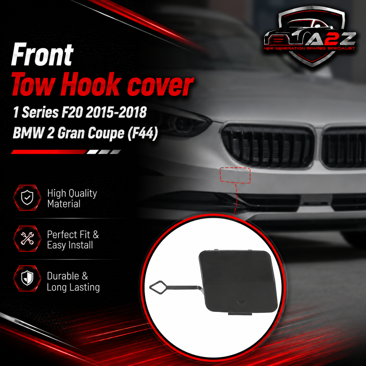 Front Tow Hook cover 51117292947 Compatible With 1 Series F20 2015-2018  BMW 2 Gran Coupe (F44)