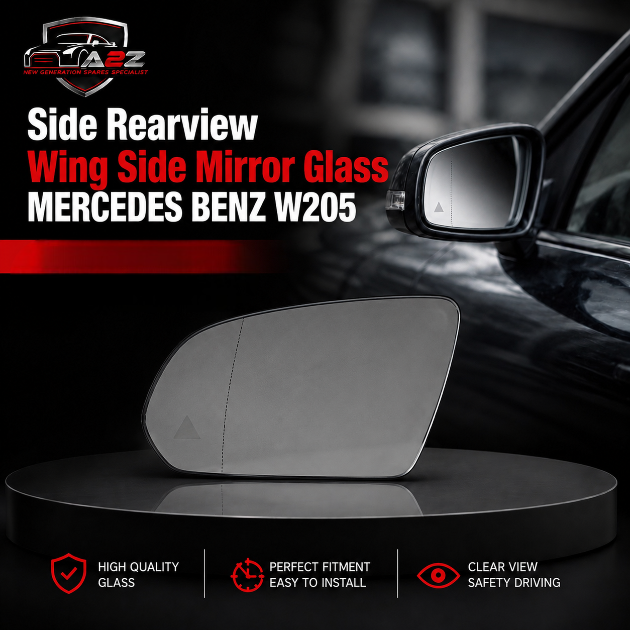 Side Rearview Wing Side Mirror Glass Left A0998100316 & Right A0998100416  W Compatible With MERCEDES BENZ  C-CLASS W205v & S-CLASS W222 & E-CLASS213 & GLC X253