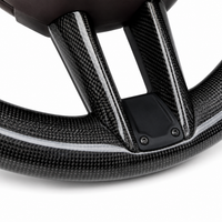 Carbon Fiber & Dark Brown Smooth Leather Steering Wheel Compatible With Porsche All Models