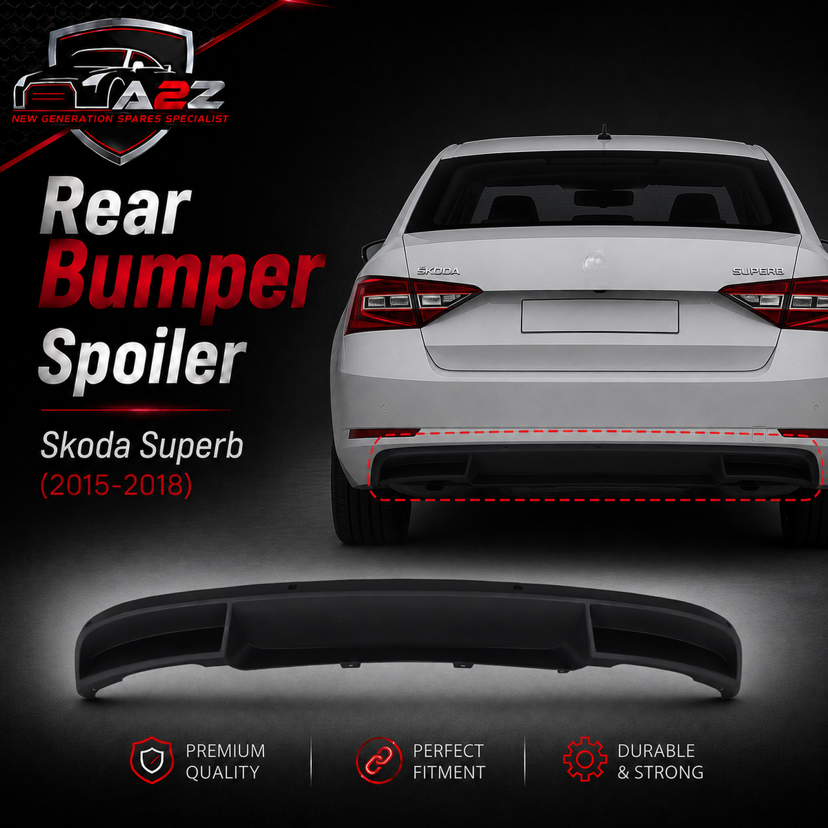 Rear Bumper Spoiler 3V5807521 Compatible With Skoda Superb (2015-2018) Tag No.703