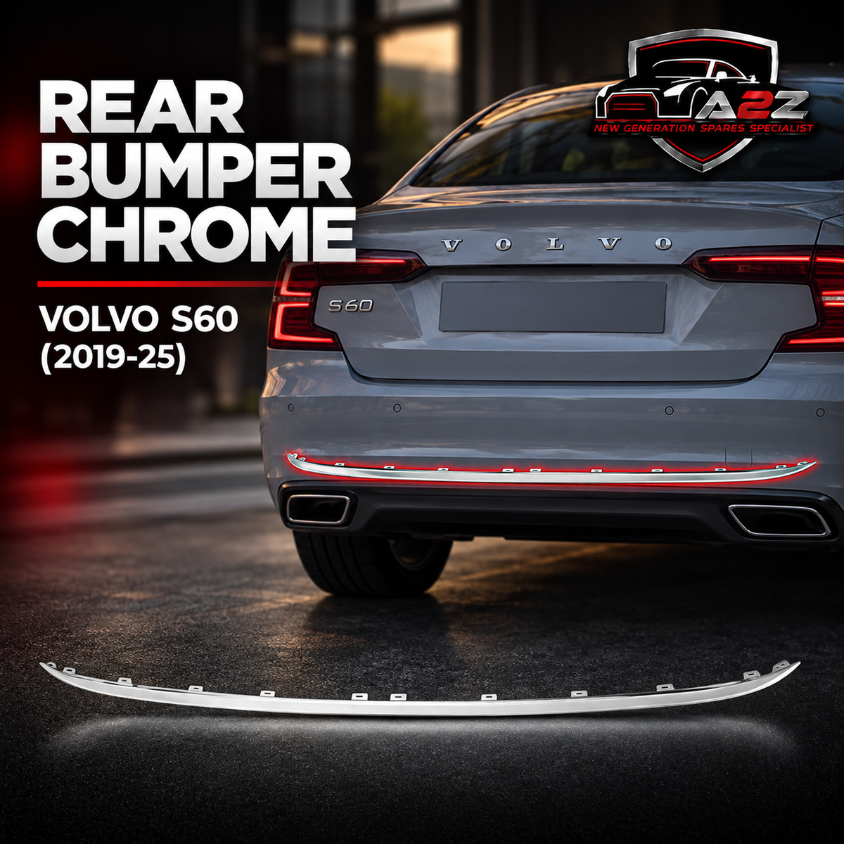Rear Bumper Chrome 32293964 Compatible With Volvo S60 (2019-25)