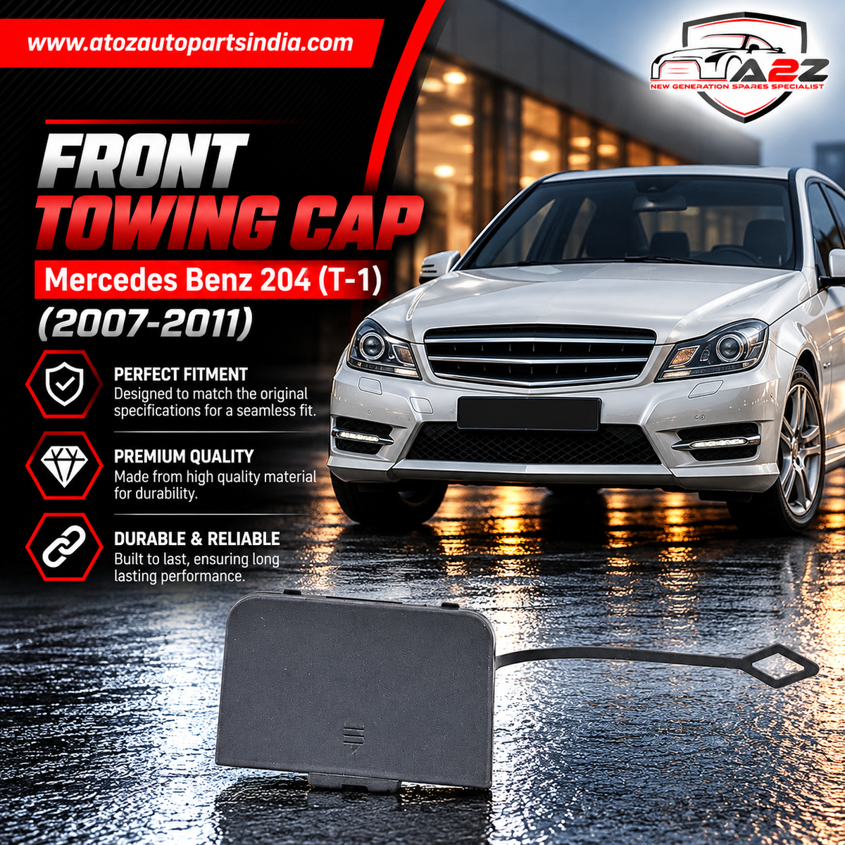 Front Towing Cap 2048850124 Compatible With Mercedes Benz 204 (T-1) (2007-2011) Tag 261.
