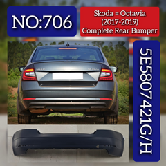Complete Rear Bumper 5E5807421G/H Compatible With Skoda Octavia (2017-2020) Tag No.706
