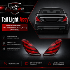 Tail Light Rear Lamp Compatible With MERCEDES-BENZ S-CLASS (W222, V222, X222) 2017-2020 Tail Light Rear Lamp Left  A2229066904 2229066904 & Right A2229067004 2229067004