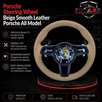 Beige Smooth Leather Steering Wheel Compatible With Porsche All Models