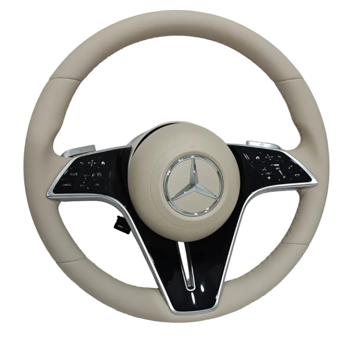 Beige Leather Steering Wheel Compatible With Mercedes Benz W205