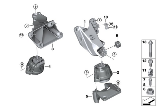 Engine Motor Mount Set Compatible With BMW 5 Series E60 Engine Motor Mount Left 22116761089 & Right 22116761090