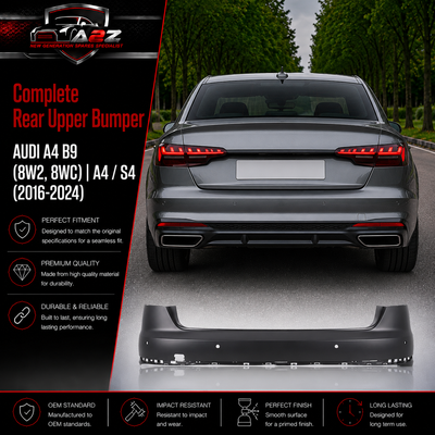 Complete Rear Upper Bumper 8W5807067G Compatible With AUDI A4 B9 (8W2, 8WC) | A4 / S4 (2016-2024)