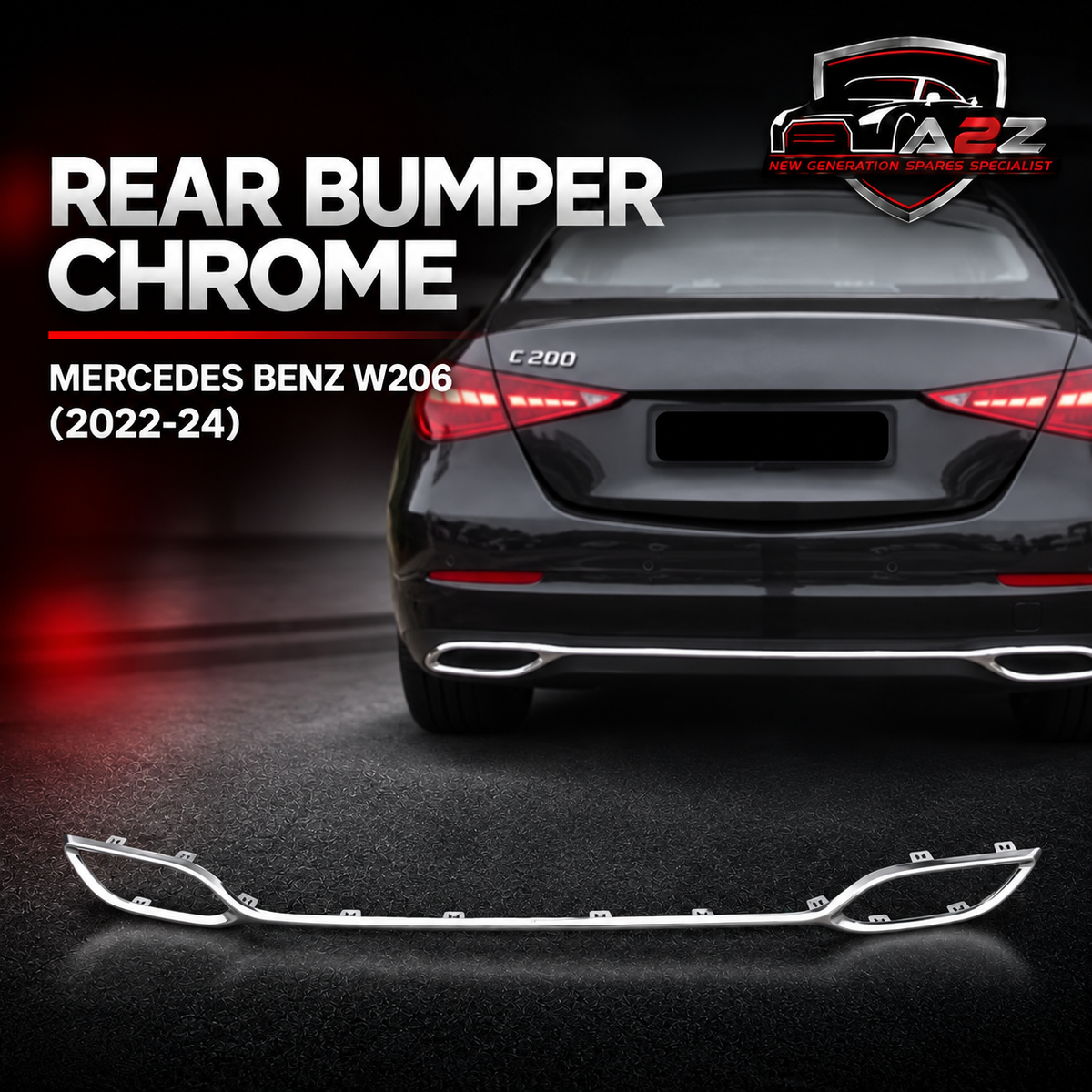Rear Bumper Chrome 2068854900 Compatible With MERCEDES BENZ C-CLASS W206 Tag No.213